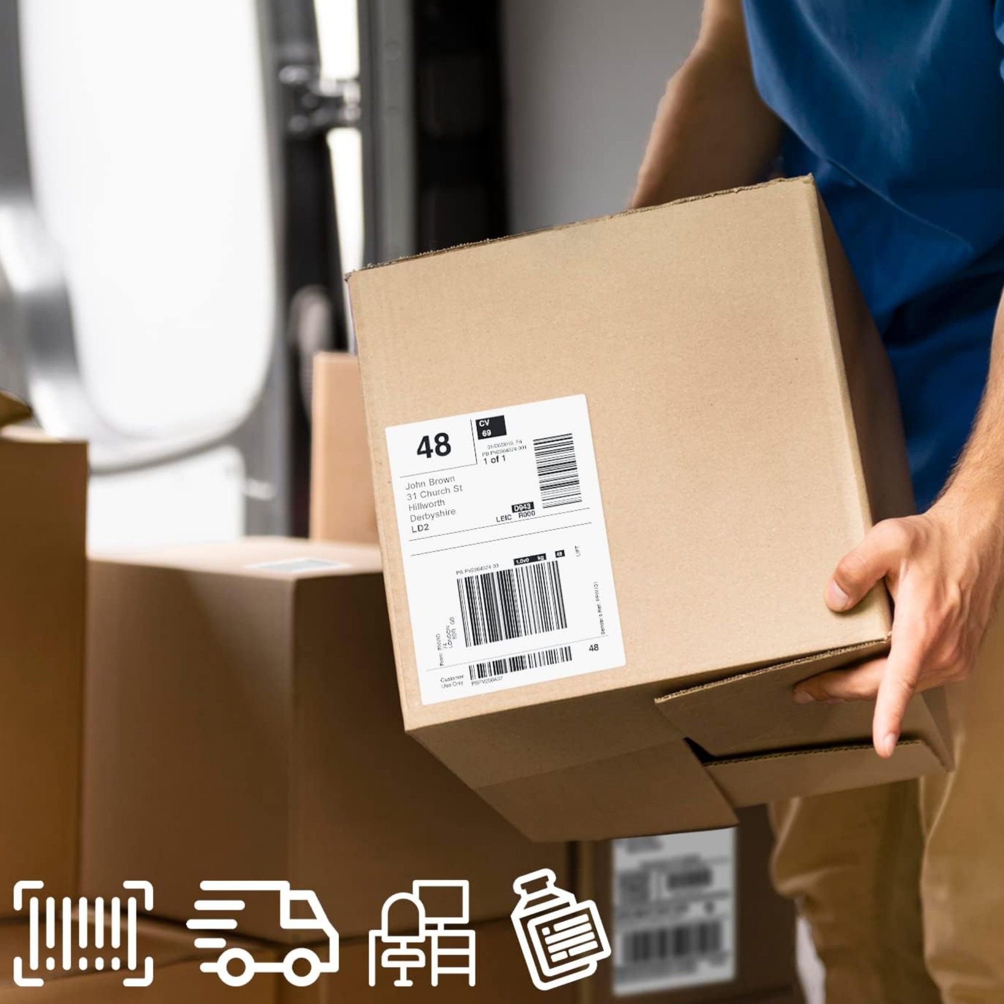 Set 18 Role Etichete Autoadezive Termice 100x150mm, 260 Etichete/Rola, Etichetare Rapida si Precisa