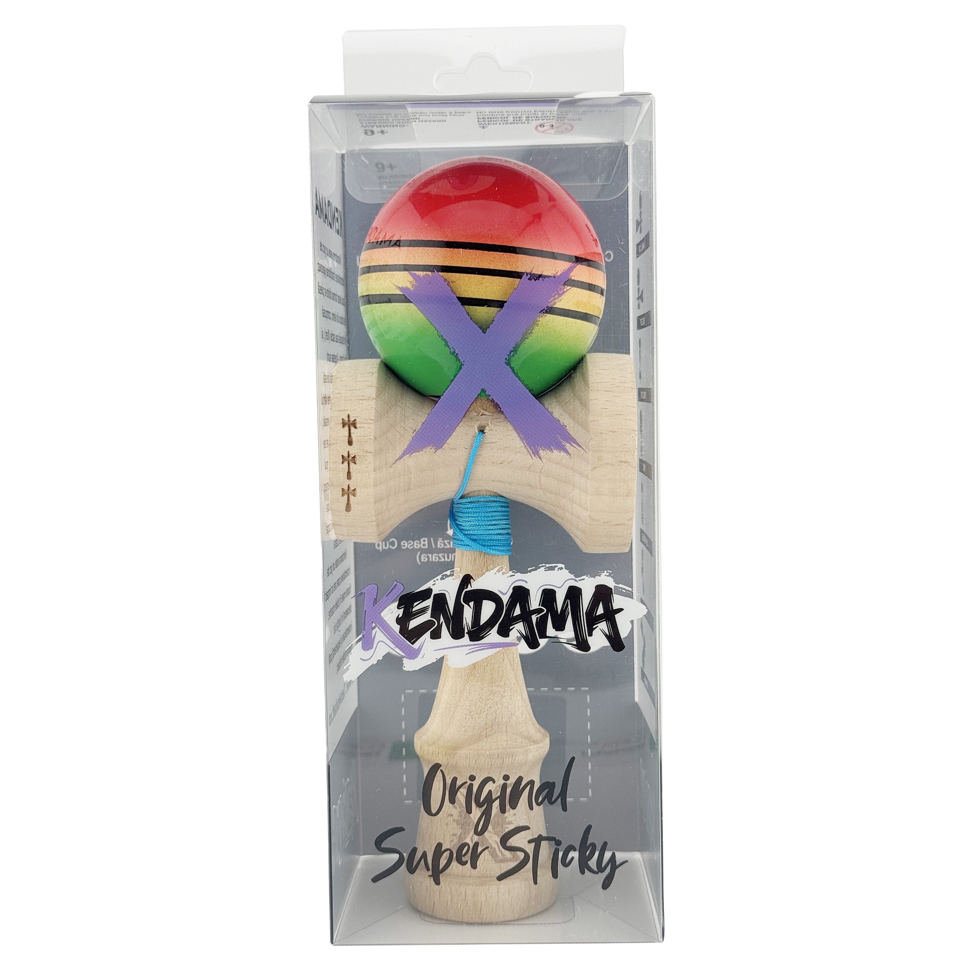 Kendama X Originala, Profesionala, Flippy, Big Cups V2, Super Sticky Legendary Cupe Mari, Rulment Metalic cu Ata 55 cm, Rosu/Galben/Verde