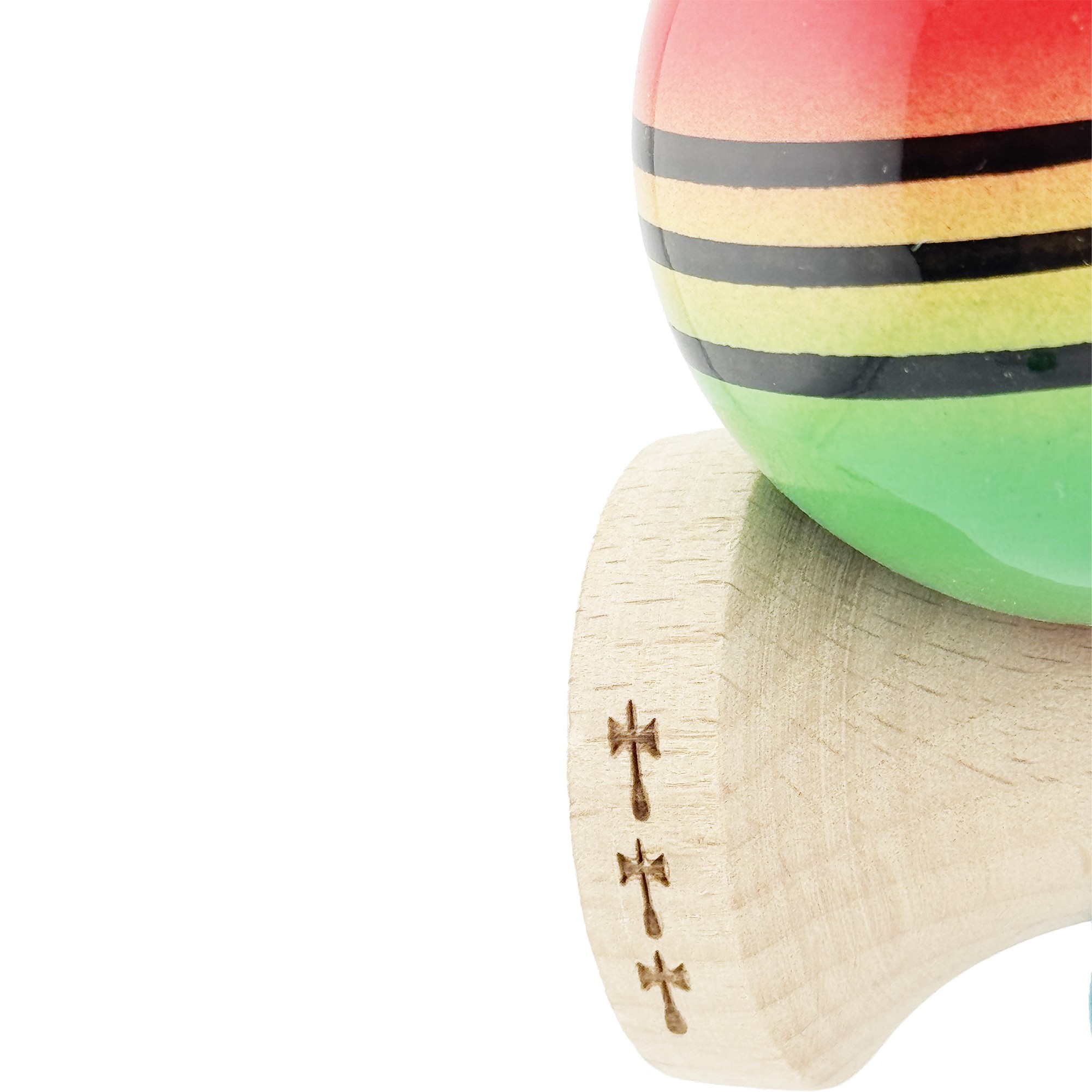 Kendama X Originala, Profesionala, Flippy, Big Cups V2, Super Sticky Legendary Cupe Mari, Rulment Metalic cu Ata 55 cm, Rosu/Galben/Verde