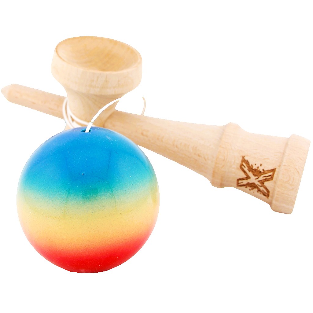 Kendama X Originala, Profesionala, Super Sticky, din Lemn, 18 cm, Rosu/ Galben/ Albastru Kendama X Originala, Profesionala, Super Sticky, din Lemn, 18 cm, Rosu/ Galben/ Albastru