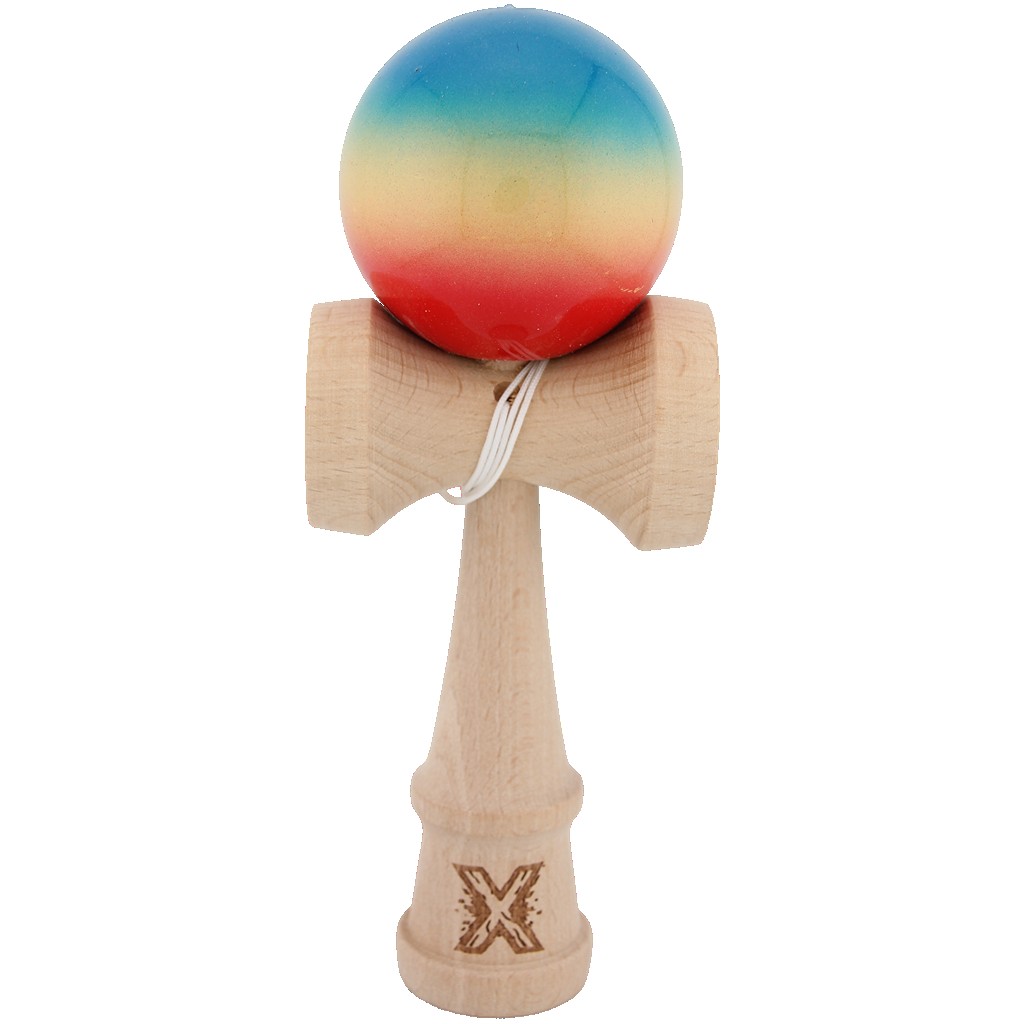 Kendama X Originala, Profesionala, Super Sticky, din Lemn, 18 cm, Rosu/ Galben/ Albastru Kendama X Originala, Profesionala, Super Sticky, din Lemn, 18 cm, Rosu/ Galben/ Albastru