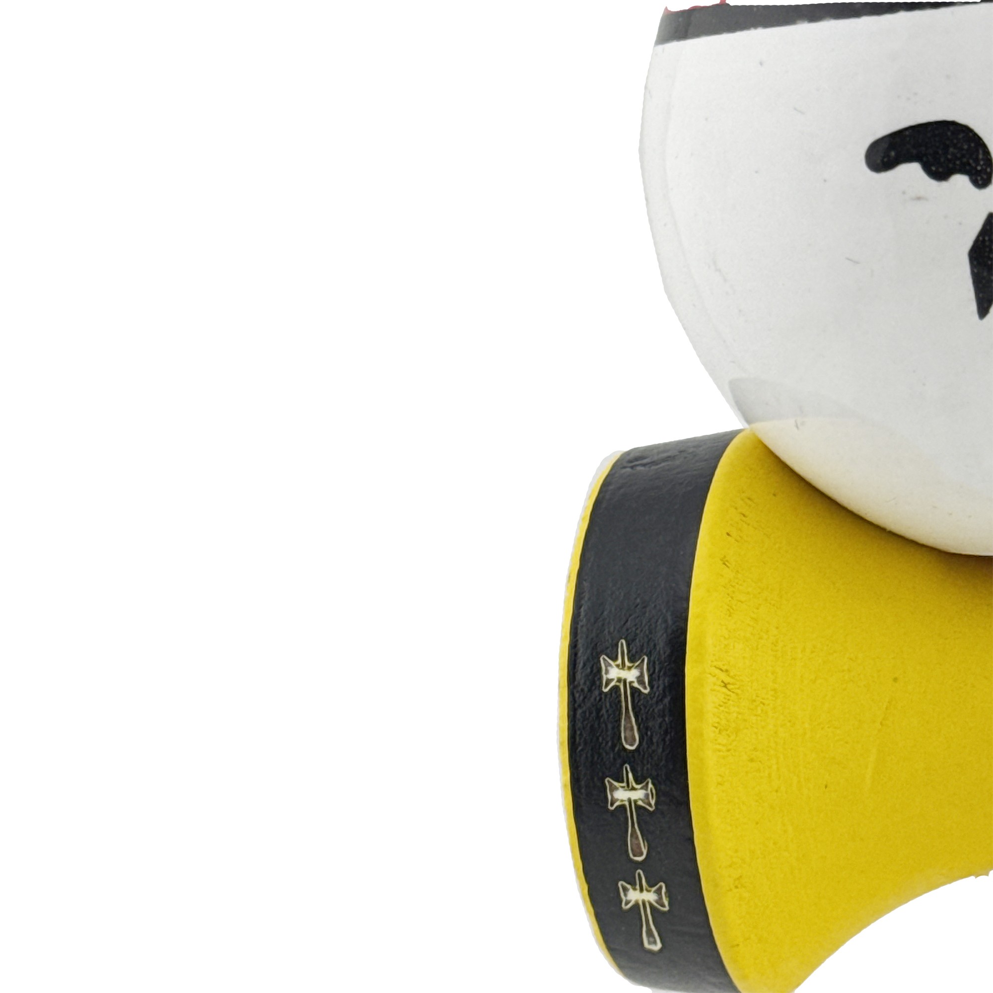 Kendama X Originala, Profesionala, Flippy, Big Cups V2, Model Rege Super Sticky Legendary Cupe Mari, Rulment Metalic cu Ata 55 cm, Maner Galben