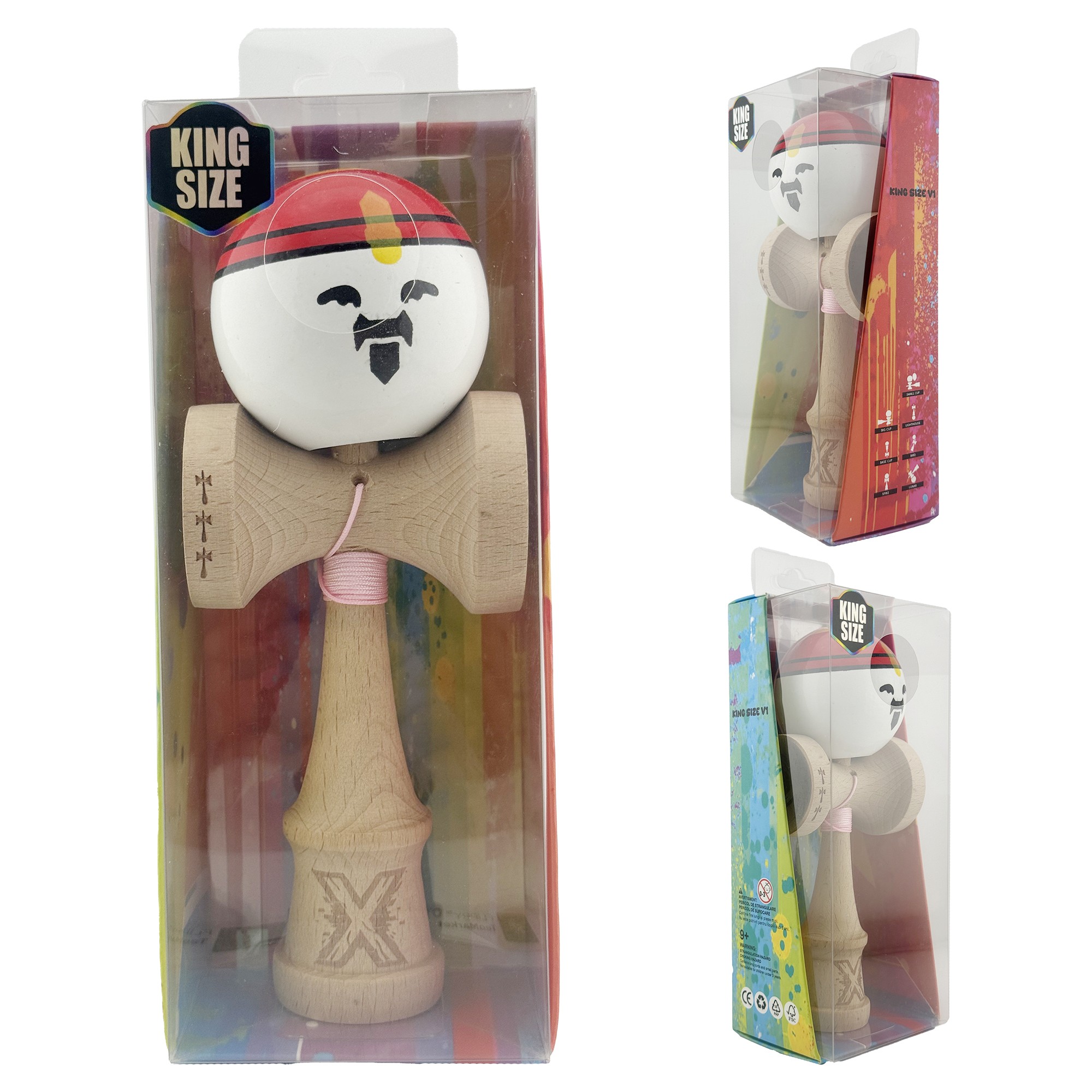Kendama X Originala, Profesionala, Flippy, Big Cups V2, Model Rege Super Sticky Legendary Cupe Mari, Rulment Metalic cu Ata 55 cm, Maner Maro