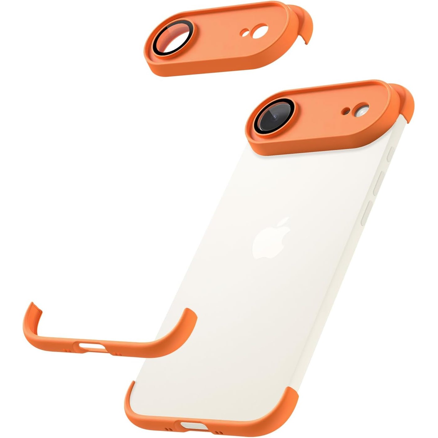 Carcasa de Telefon, Flippy, Compatibila Apple iPhone 17 Air, Fara Rama, doar Colturi si Camera, din Metal, Grosime 0.1 mm, Portocaliu