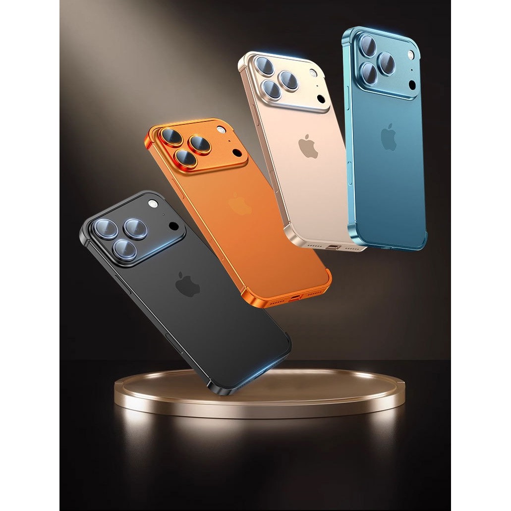 Carcasa de Telefon, Flippy, Compatibila Apple iPhone 17 Pro, Fara Rama, doar Colturi si Camera, din Metal, Grosime 0.1 mm, Gri titanium