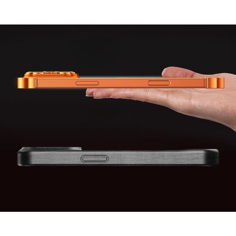 Carcasa de Telefon, Flippy, Compatibila Apple iPhone 17 Pro Max, Fara Rama, doar Colturi si Camera, din Metal, Grosime 0.1 mm, Portocaliu