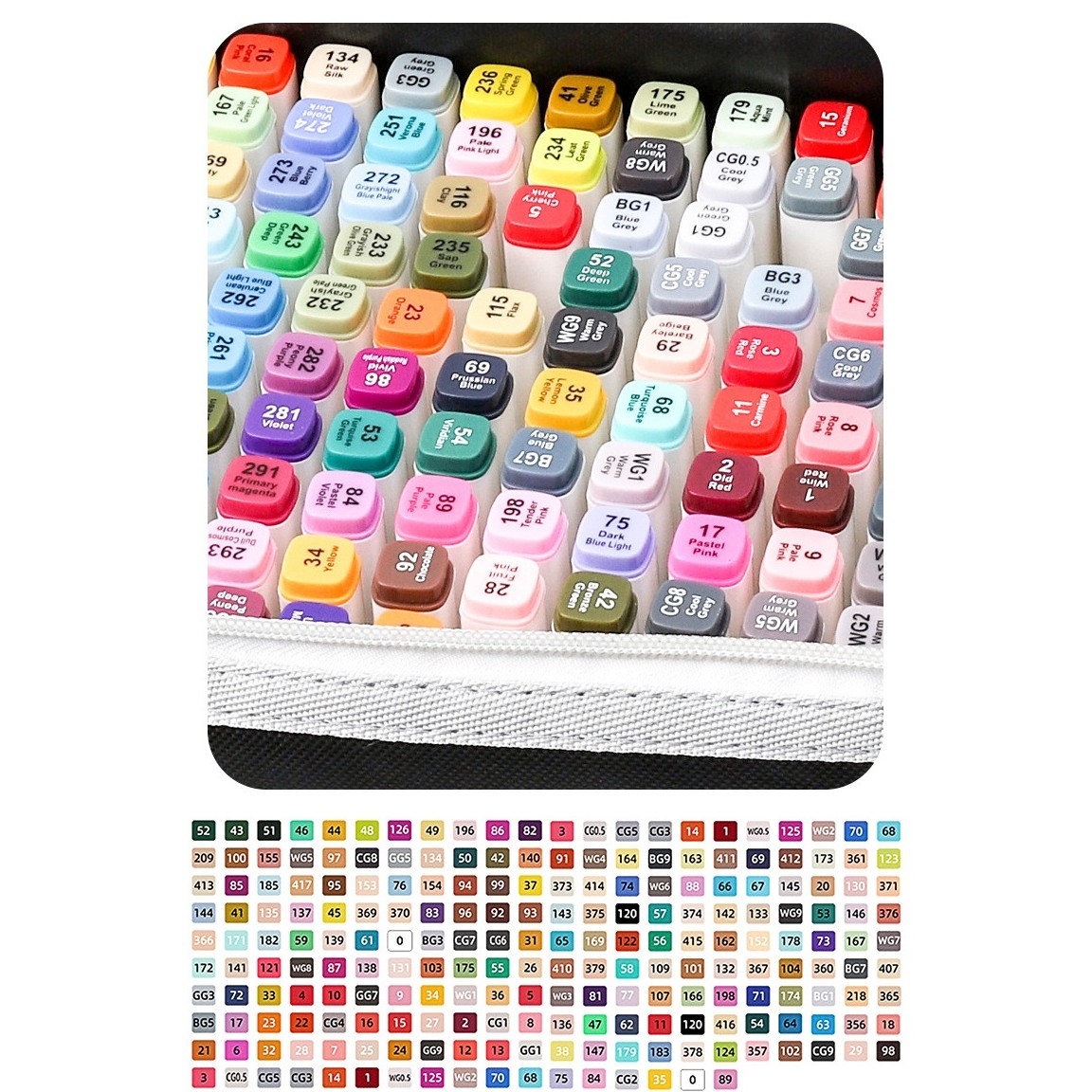 Set 262 Markere, Flippy, Dublu Capat, Subtire 1mm si Gros 6 mm, Geanta Depozitare, Corp Alb, Multicolor