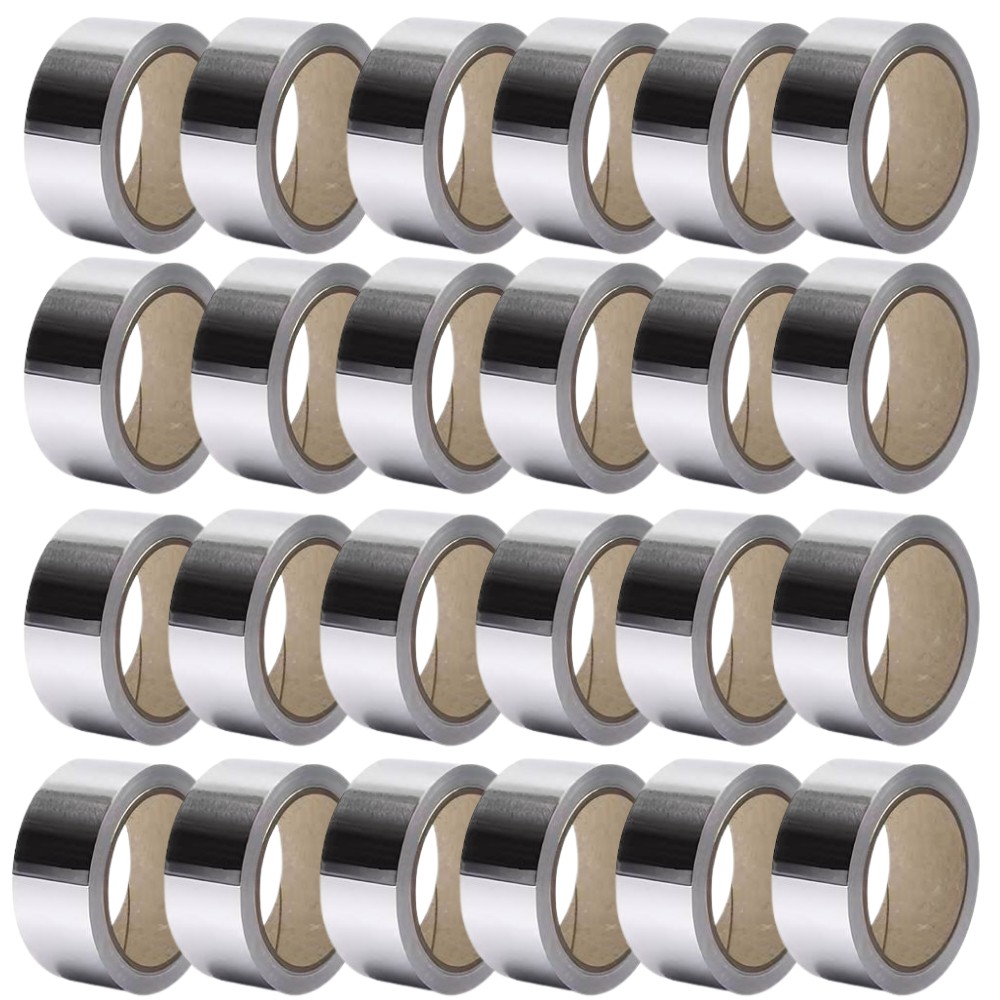 Adezivi si Benzi Adezive - Set 24 Role Banda Adeziva de Aluminiu, Rezistenta UV, Aderenta, Izolare, Protectie, 50mmx50m, Argintiu