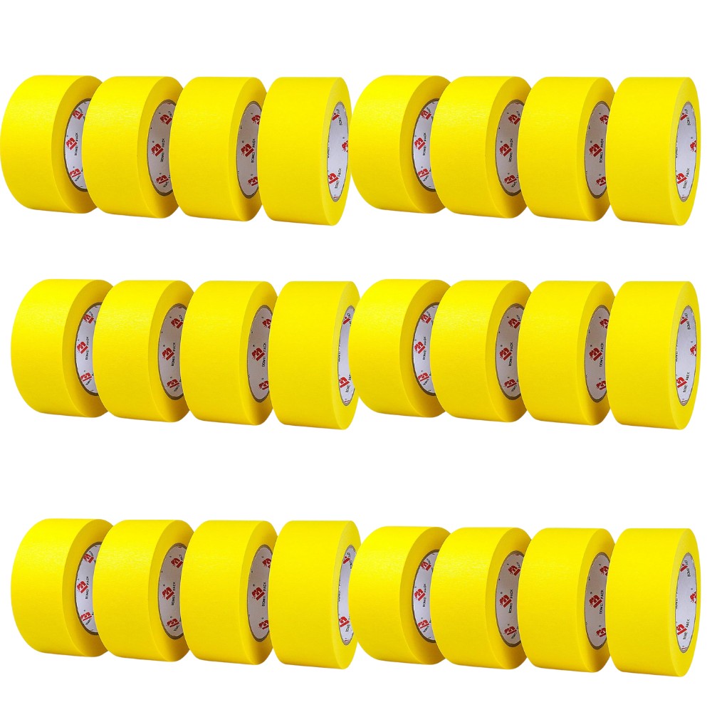 Adezivi si Benzi Adezive - Set 24 Role Banda Adeziva de Mascare, Rezistenta UV, 48mmx50m, Rezistenta, Aderenta, Galbena