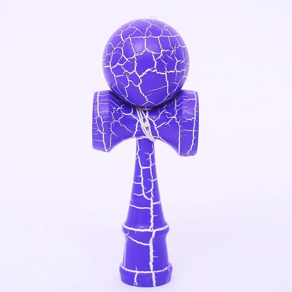 Kendama X Originala, Profesionala, Flippy, Kendama Cracked, din Lemn – 18 cm, Crack Mov/Alb