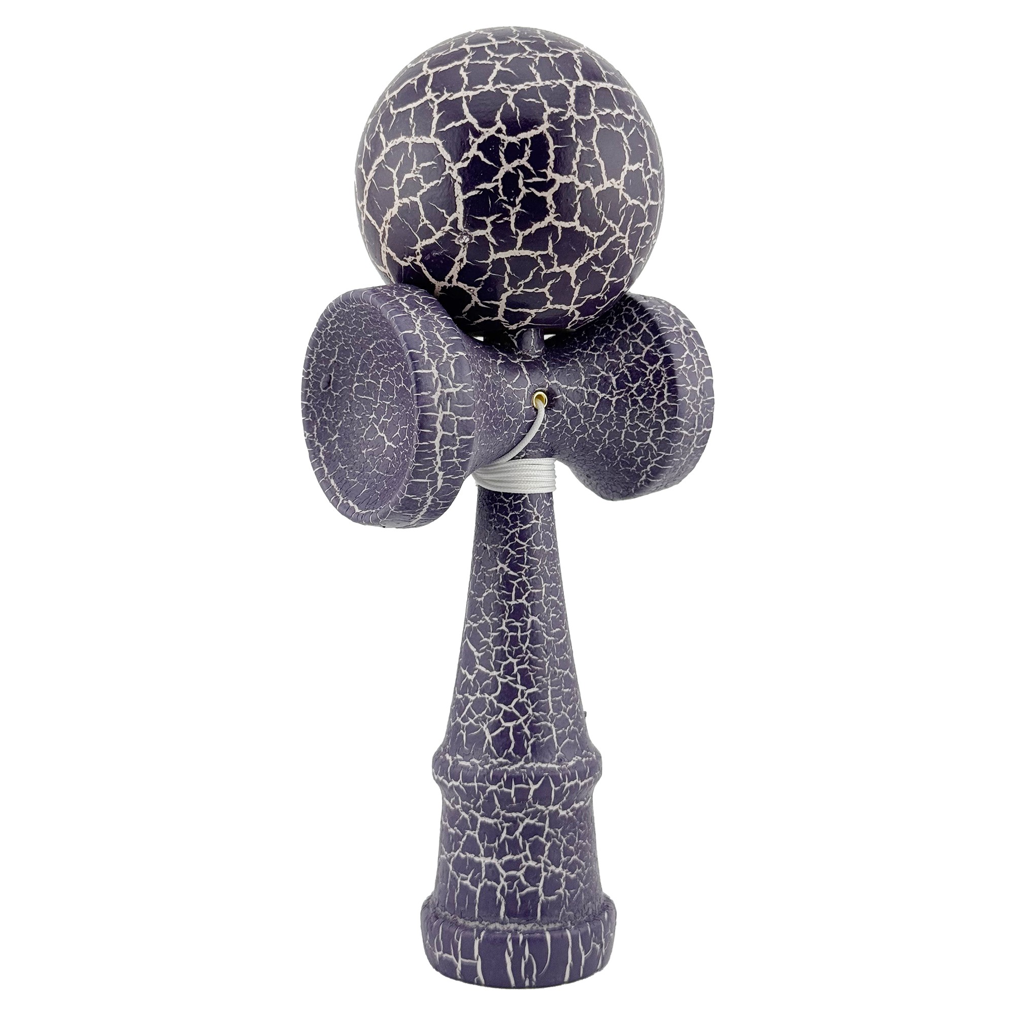 Kendama X Originala, Profesionala, Flippy, Kendama Cracked, din Lemn – 18 cm, Crack Mov/Alb