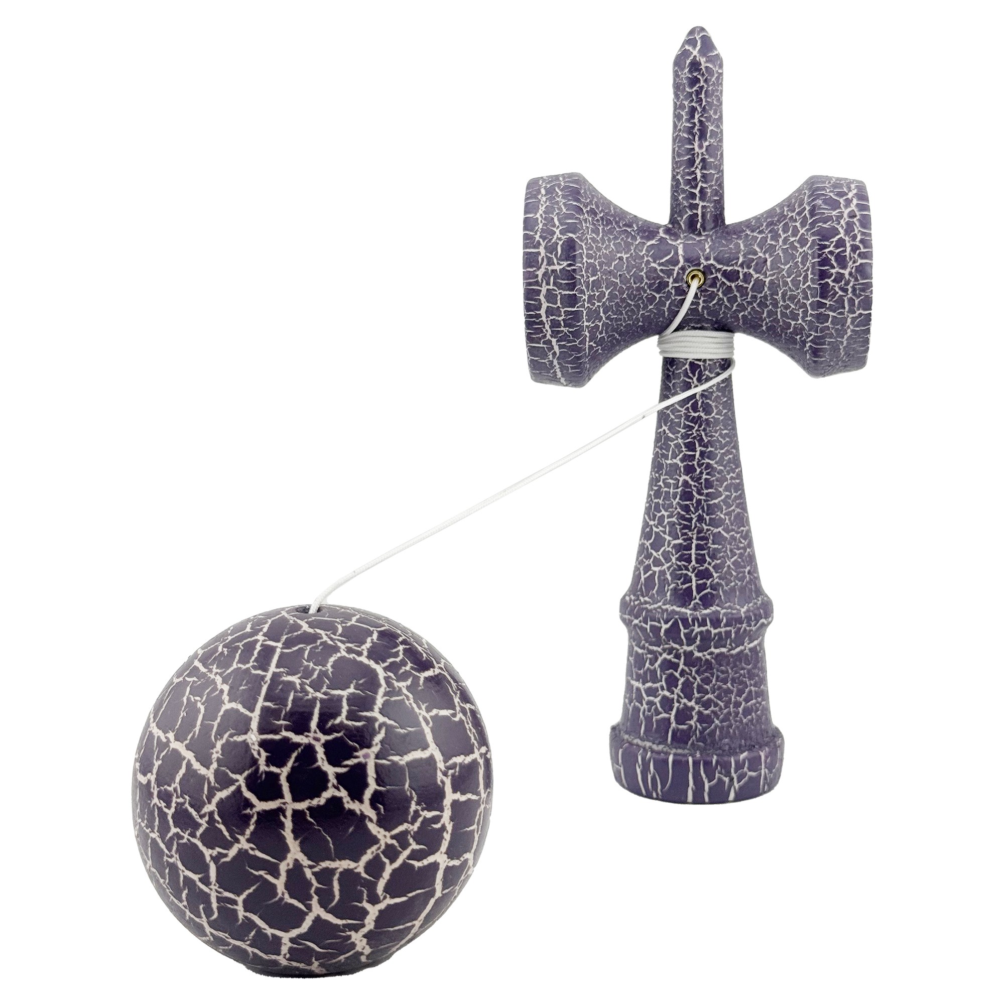 Kendama X Originala, Profesionala, Flippy, Kendama Cracked, din Lemn – 18 cm, Crack Mov/Alb