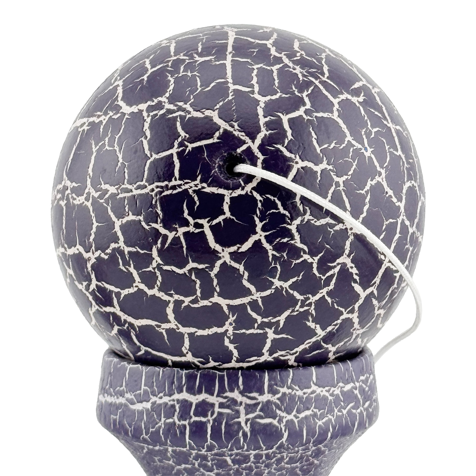 Kendama X Originala, Profesionala, Flippy, Kendama Cracked, din Lemn – 18 cm, Crack Mov/Alb