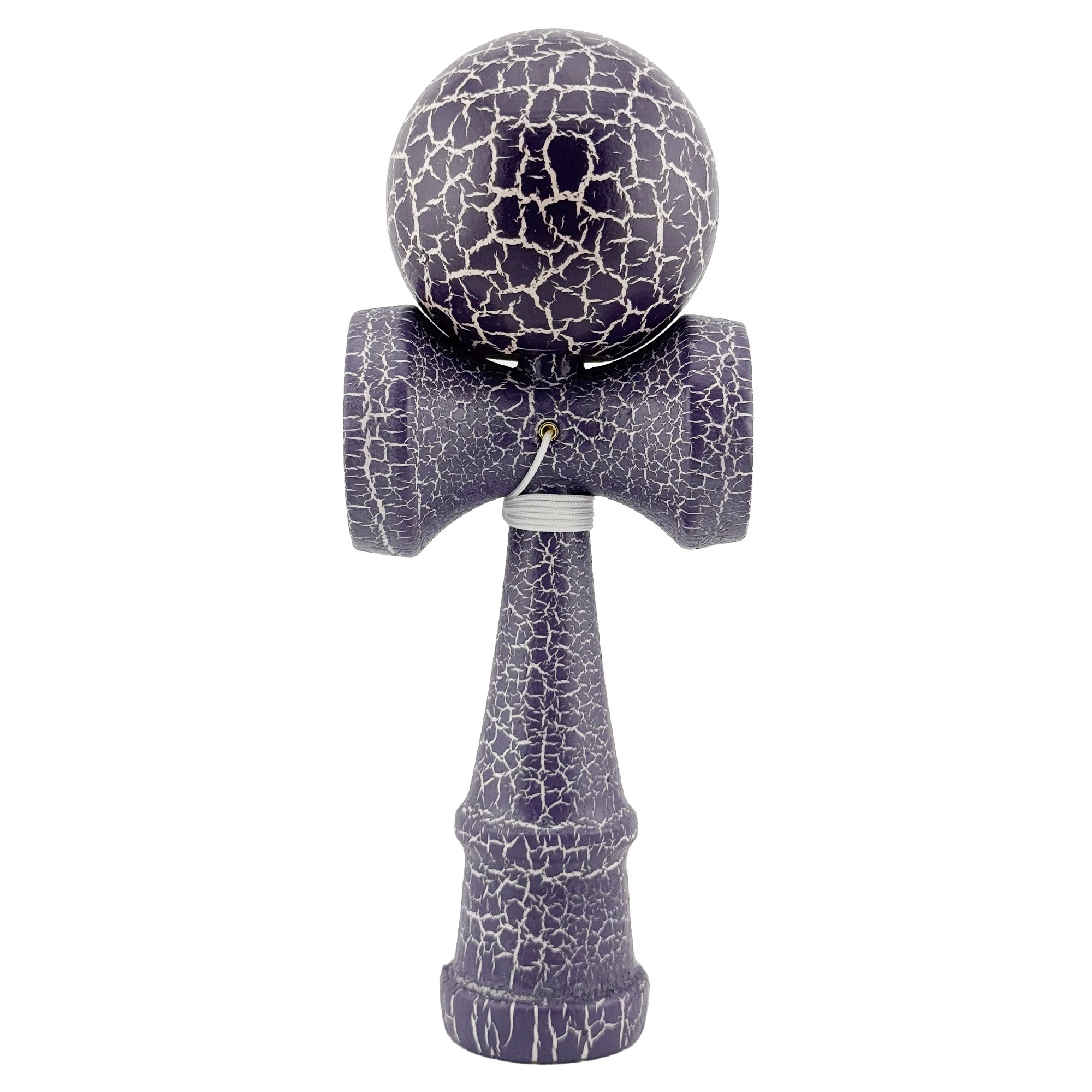 Kendama X Originala, Profesionala, Flippy, Kendama Cracked, din Lemn – 18 cm, Crack Mov/Alb