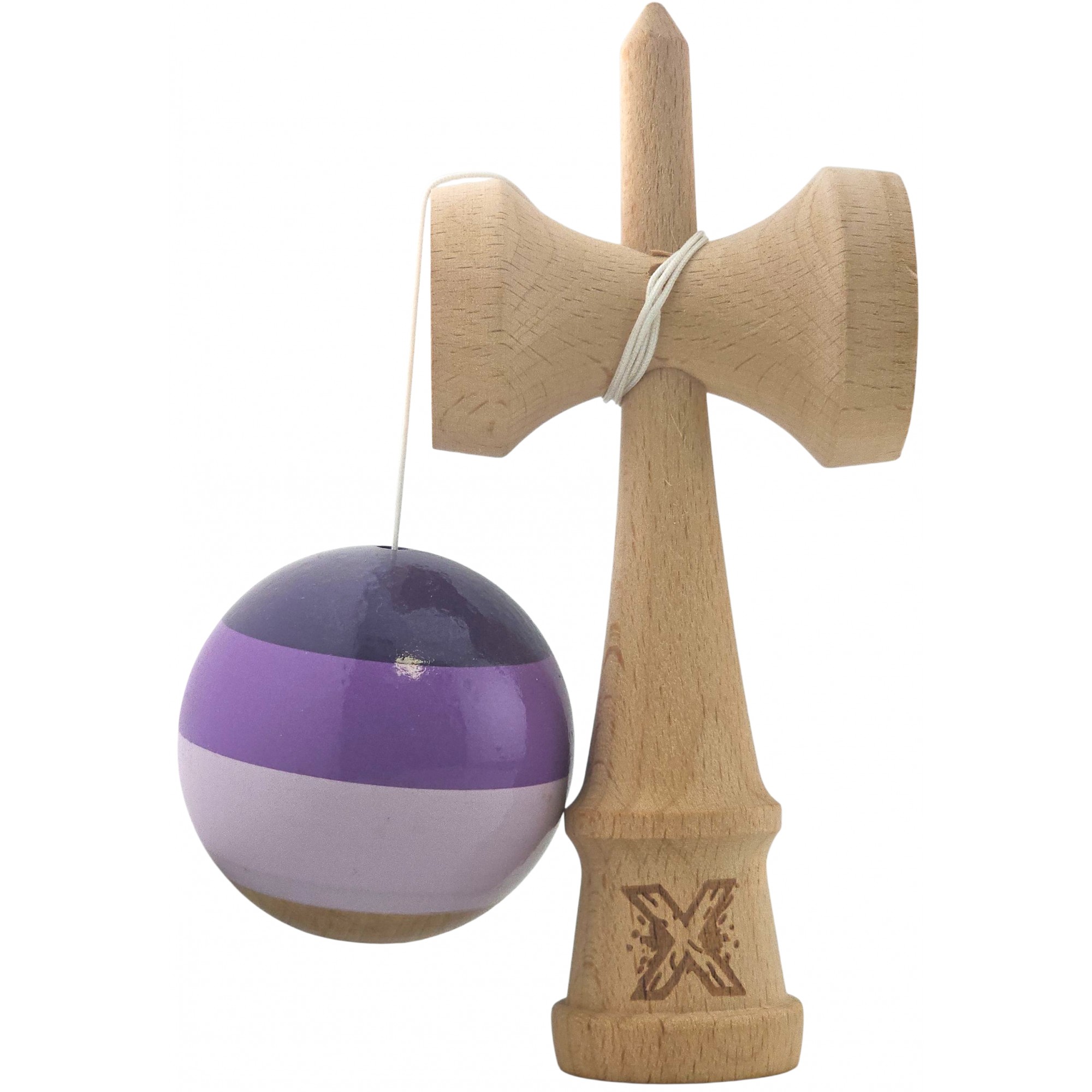 Kendama X Originala, Profesionala, Flippy, Super Sticky din Lemn, 18 cm, Purpuriu/Mov/Lila
