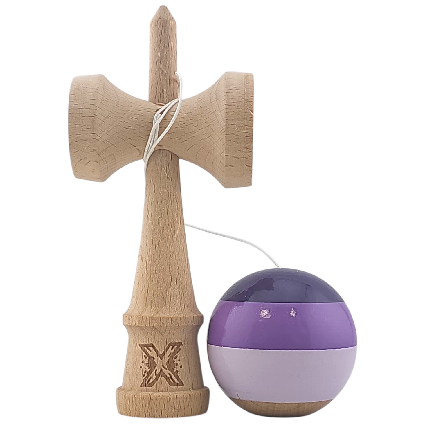 Kendama X Originala, Profesionala, Flippy, Super Sticky din Lemn, 18 cm, Purpuriu/Mov/Lila
