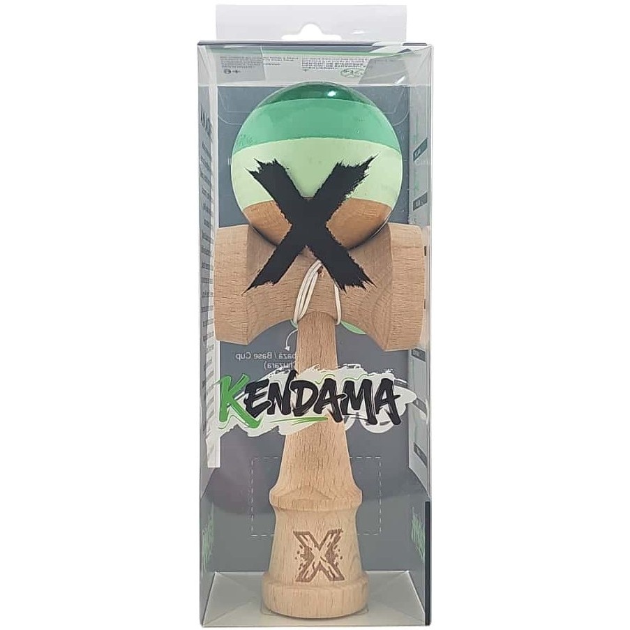 Kendama X Originala, Profesionala, Flippy, Super Sticky din Lemn, 18 cm, Verde Mix