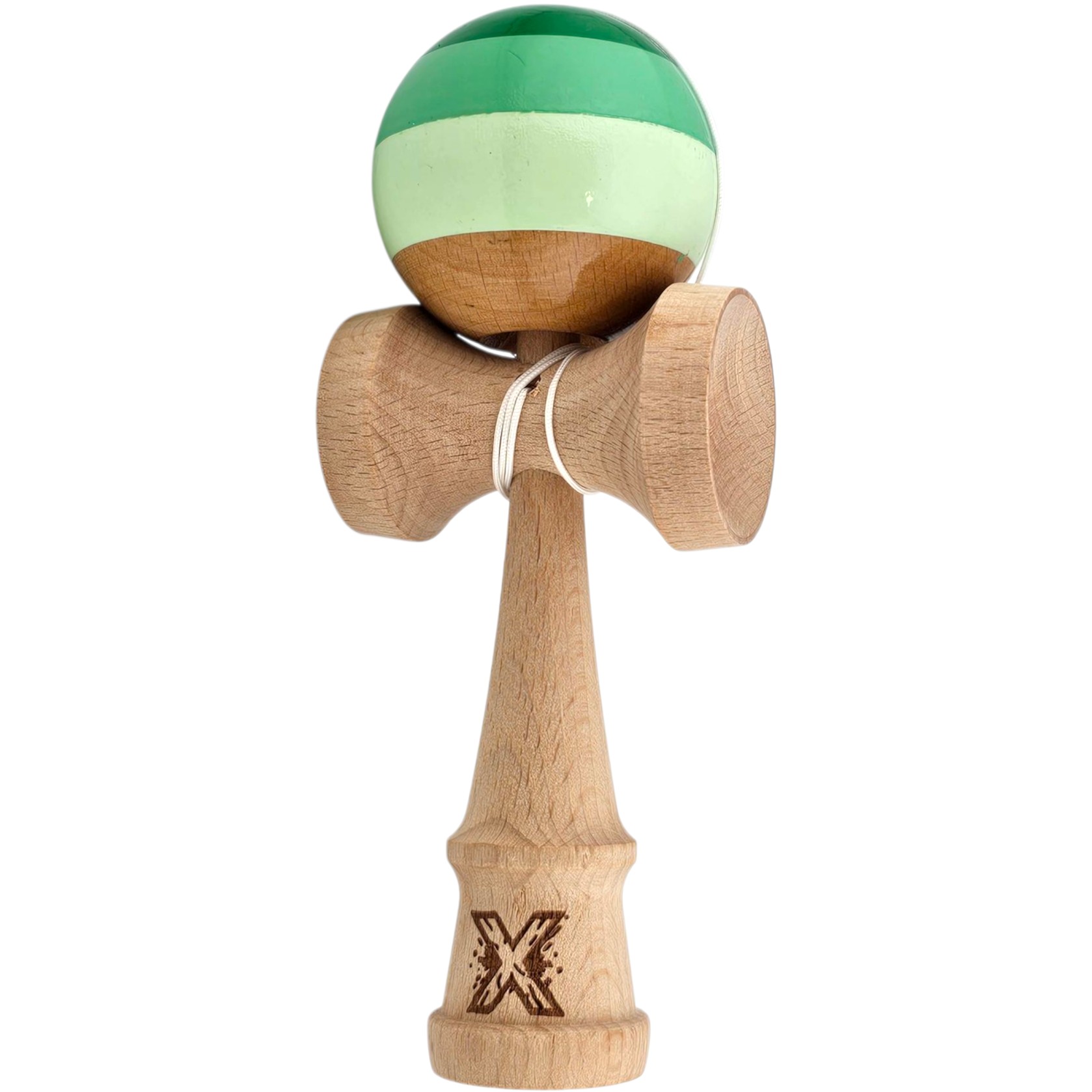 Kendama X Originala, Profesionala, Flippy, Super Sticky din Lemn, 18 cm, Verde Mix
