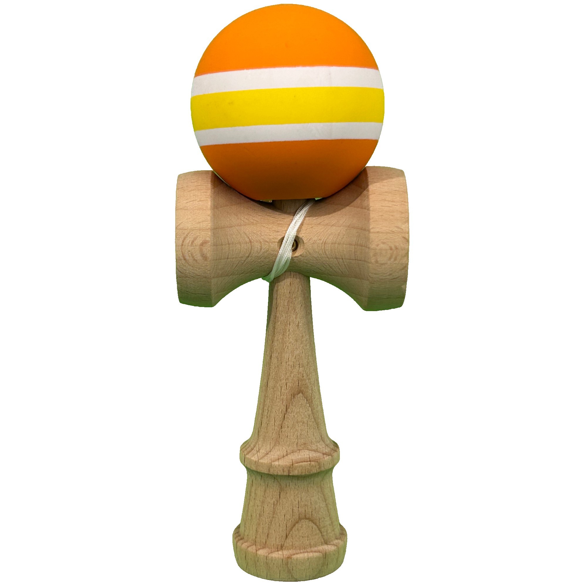 Jucarie Kendama X Originala, Profesionala, Flippy, Super Sticky din Lemn, 18 cm, pentru Copii si Adulti, Portocaliu/Galben/Alb