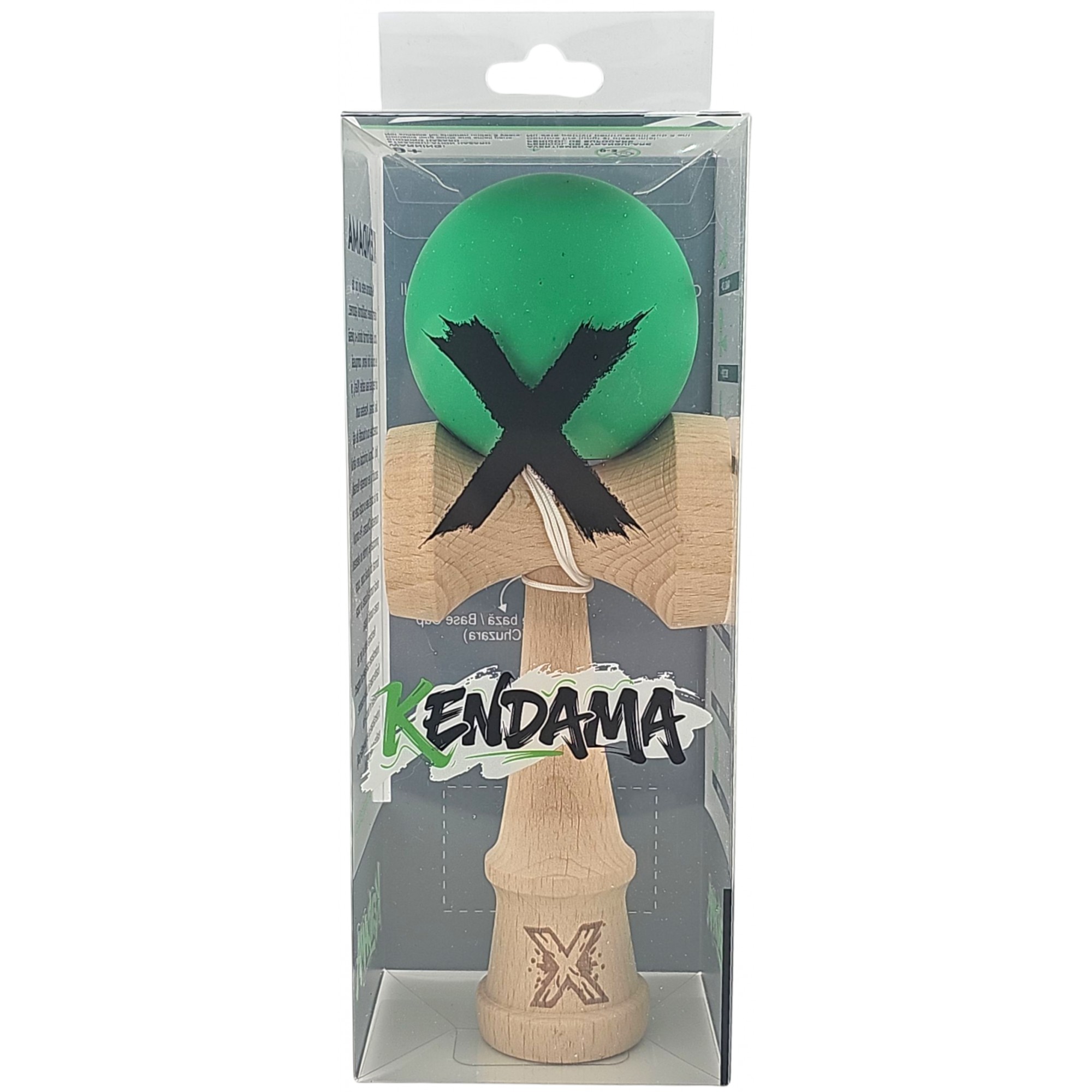 Kendama X Originala, Profesionala,  Flippy, din lemn, Rubber Grip, 18 cm, Verde