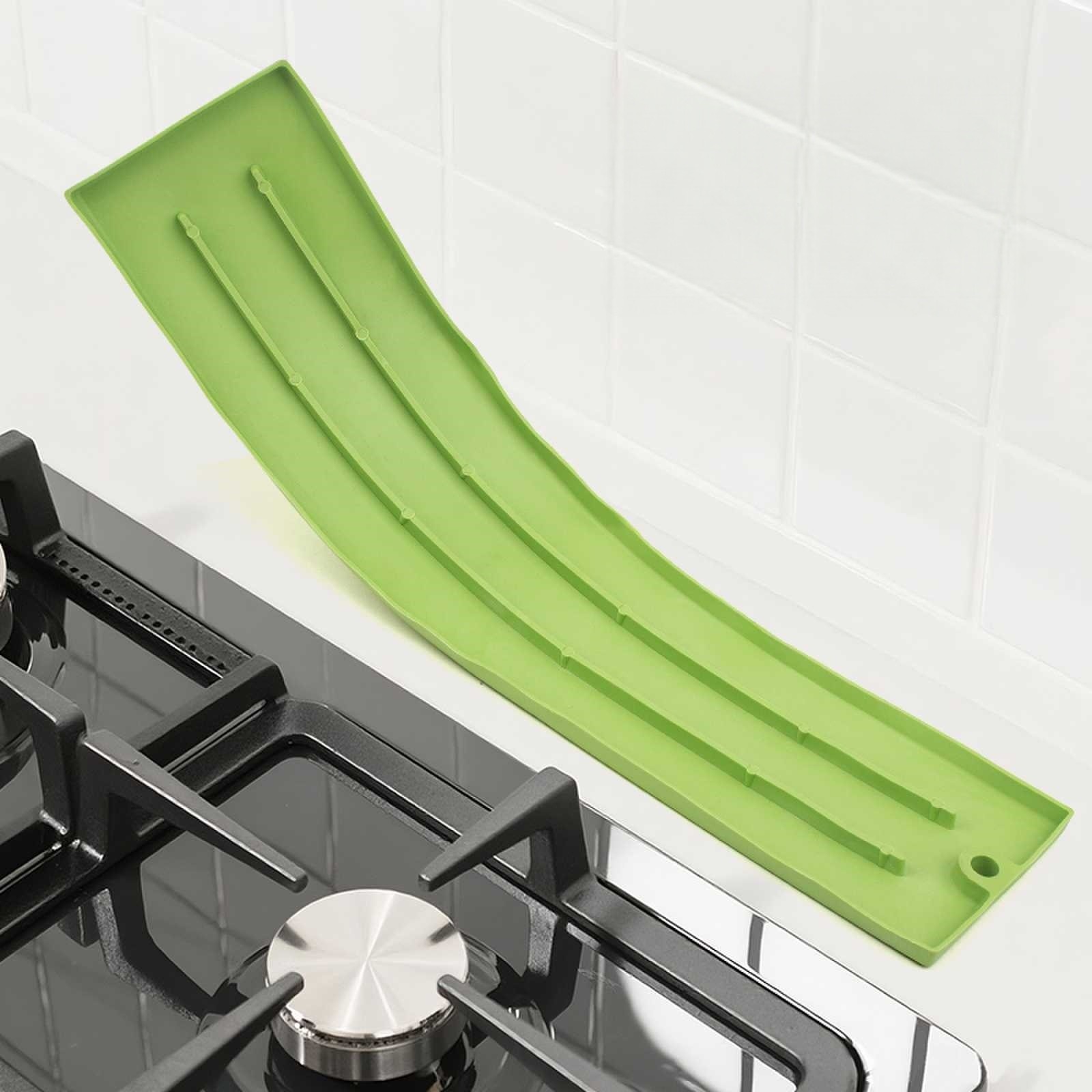 Suport Scurgere Vase, Flippy, din Silicon, Anti-alunecare, 30 x 8 x 1 cm, Verde