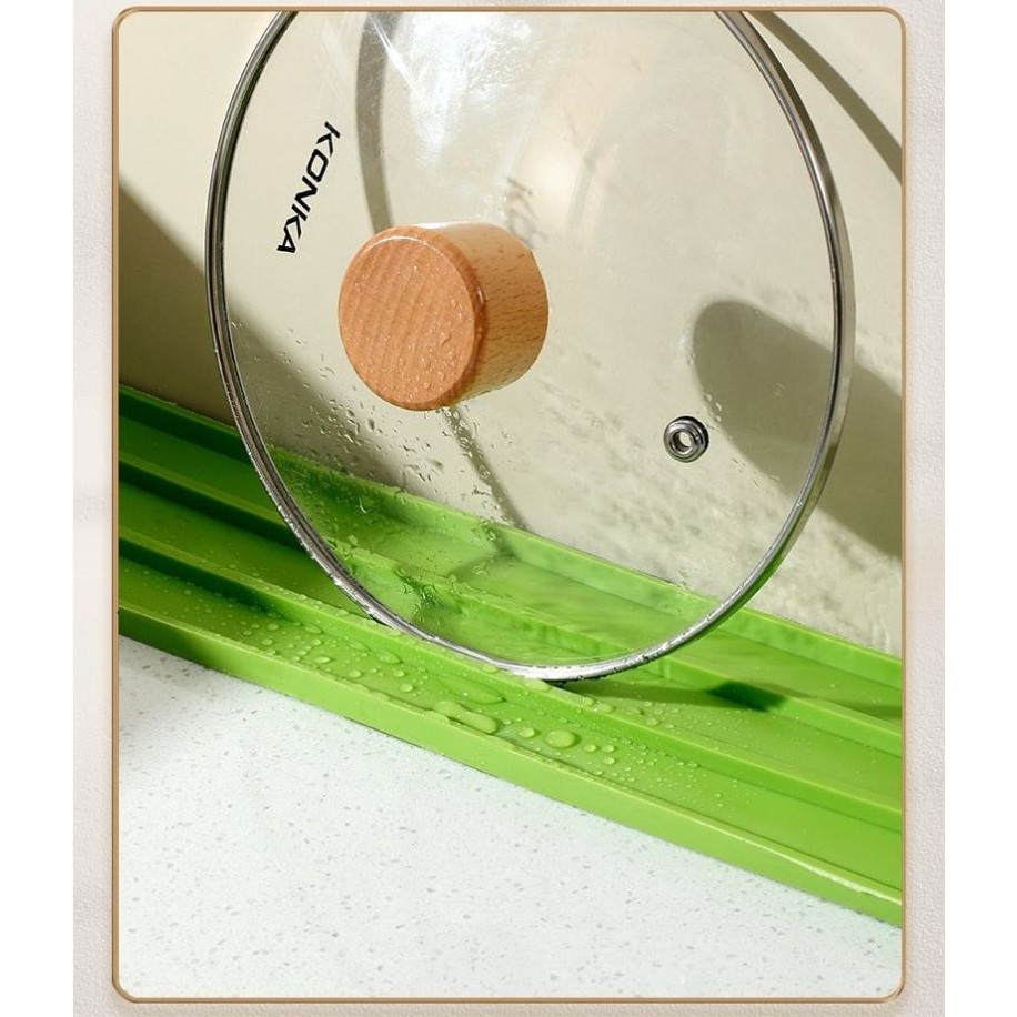 Suport Scurgere Vase, Flippy, din Silicon, Anti-alunecare, 30 x 8 x 1 cm, Verde