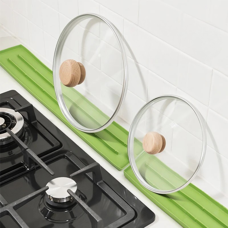 Suport Scurgere Vase, Flippy, din Silicon, Anti-alunecare, 30 x 8 x 1 cm, Verde