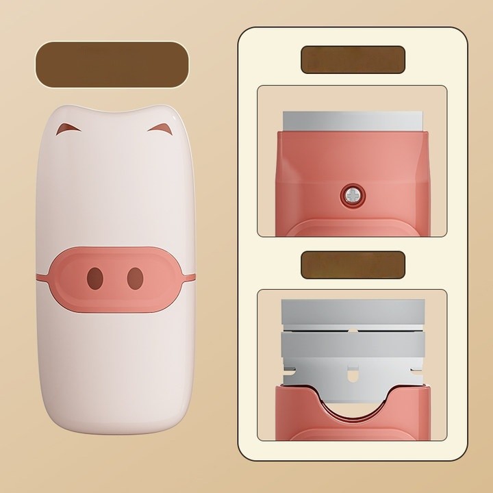 Mini Racleta de Curatare, Flippy, pentru Etichete, Adezivi, din ABS+ Metal, 2 Lame Incluse, Roz