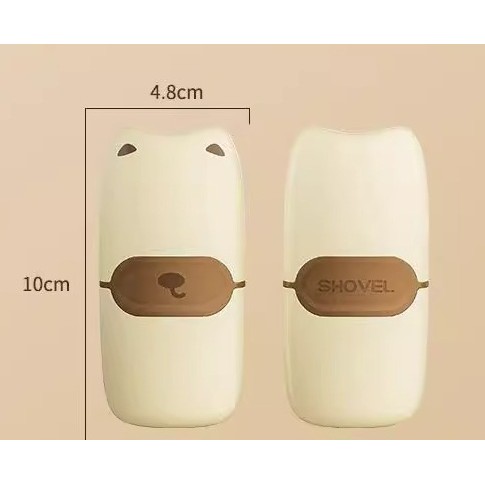 Mini Racleta de Curatare, Flippy, pentru Etichete, Adezivi, din ABS+ Metal, 2 Lame Incluse, Maro