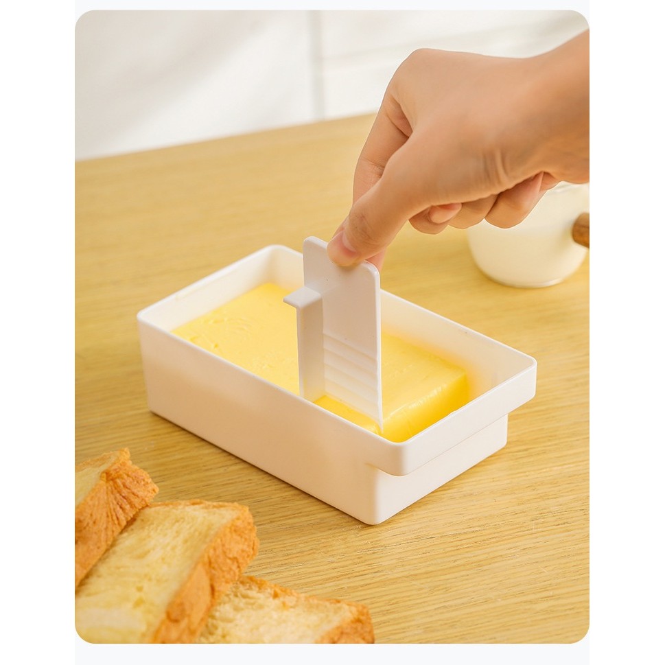 Cutie de Unt, Flippy, cu Capac, Multifunctionala, cu Spatula Portionare, 15.9  x 8.8 x 4.9 cm, Alb