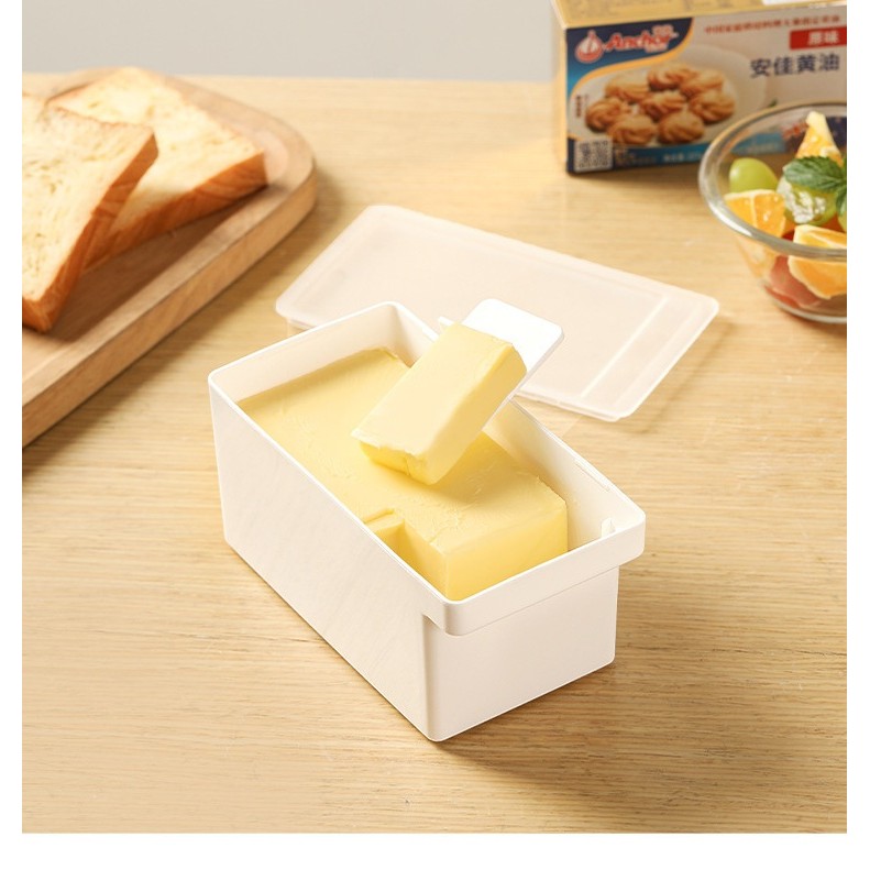Cutie de Unt, Flippy, cu Capac, Multifunctionala, cu Spatula Portionare, 15.9  x 8.8 x 4.9 cm, Alb