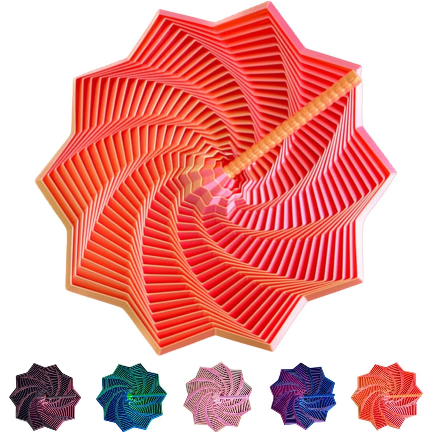 Jucarie Decompresie, Flippy, Model Stea 3D, DuoChrome, Maner Spirala, Turn Magic Geometric, Multiple Forme, Anti-stress, 17 cm, Rosu/Auriu