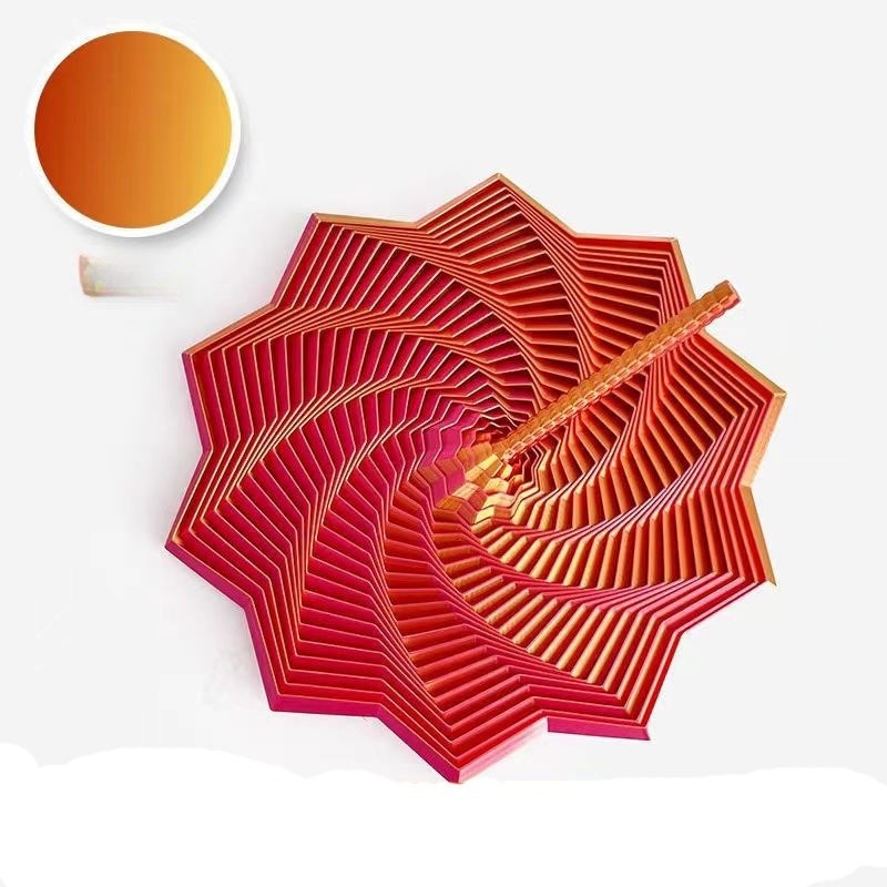 Jucarie decompresie, Stea 3D octogonala, maner spirala turn magic geometric, 8.6 cm, Rosu Gold