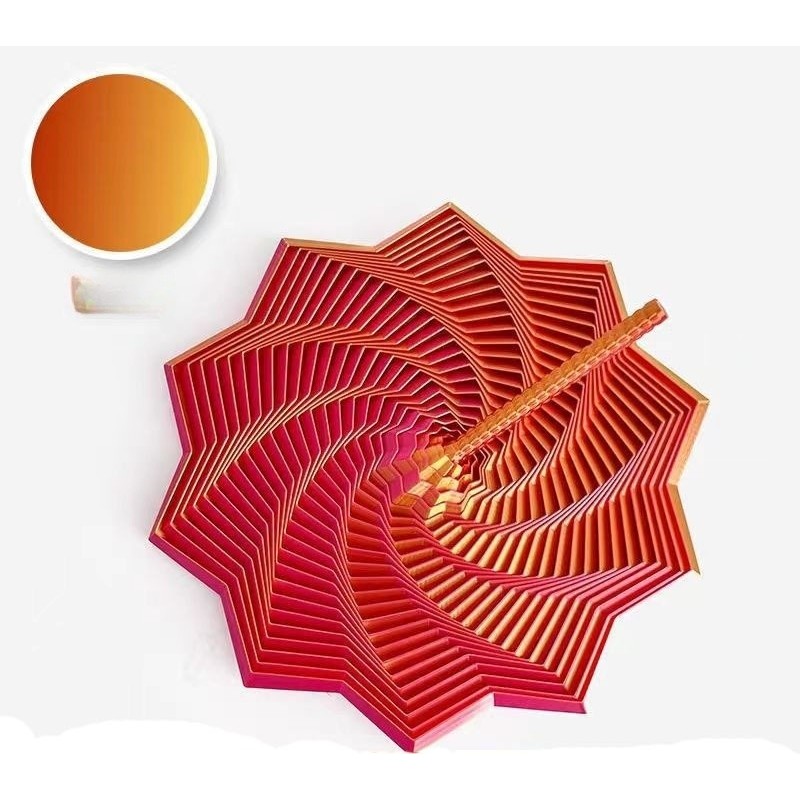 Jucarie Decompresie, Flippy, Model Stea 3D, DuoChrome, Maner Spirala, Turn Magic Geometric, Multiple Forme, Anti-stress, 8.6 cm, Rosu/Auriu