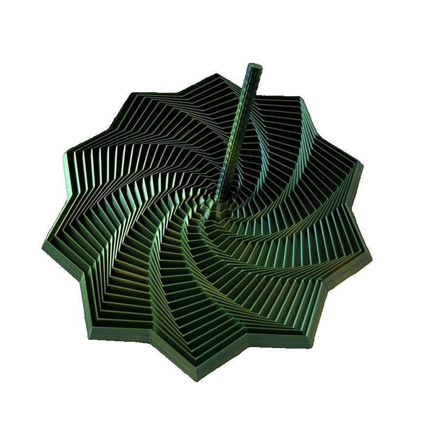 Jucarie Decompresie, Flippy, Model Stea 3D, DuoChrome, Maner Spirala, Turn Magic Geometric, Multiple Forme, Anti-stress, 8.6 cm, Negru/Verde