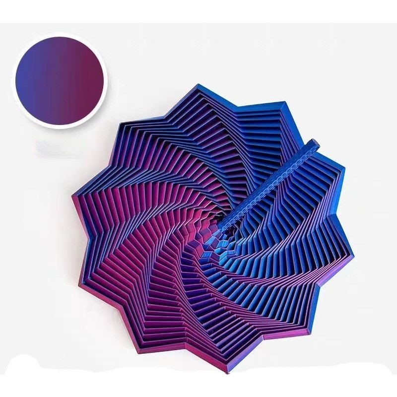 Jucarie Decompresie, Flippy, Model Stea 3D, DuoChrome, Maner Spirala, Turn Magic Geometric, Multiple Forme, Anti-stress, 8.6 cm, Albastru/Violet