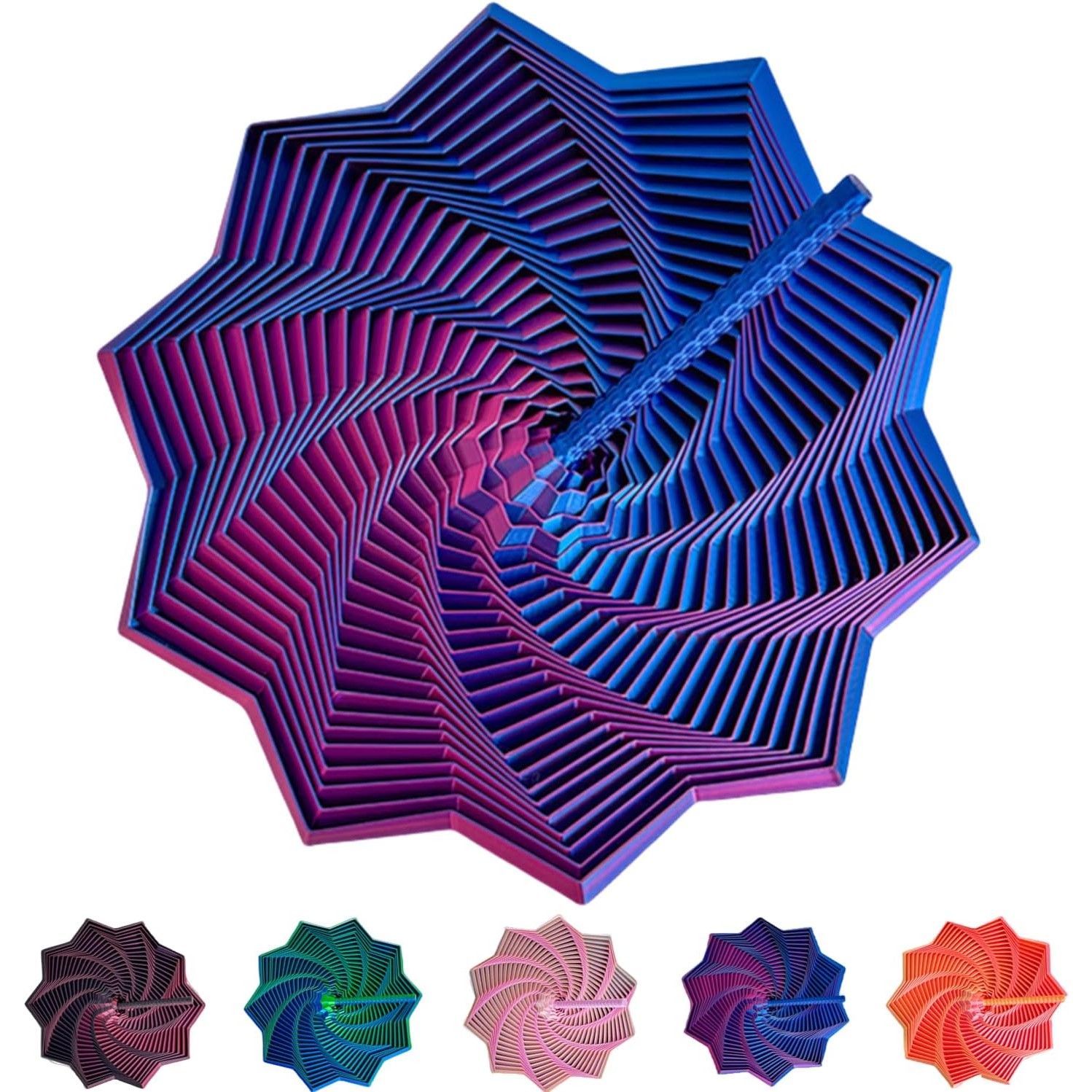 Jucarie Decompresie, Flippy, Model Stea 3D, DuoChrome, Maner Spirala, Turn Magic Geometric, Multiple Forme, Anti-stress, 8.6 cm, Albastru/Violet