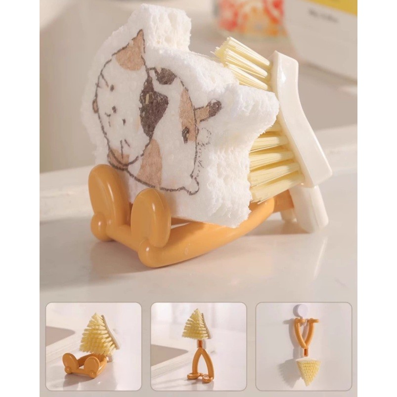 Perie Multifunctionala, Flippy, Pliabila, Triunghiulara, 15 x 3.5 x 5.8 cm, Portocaliu