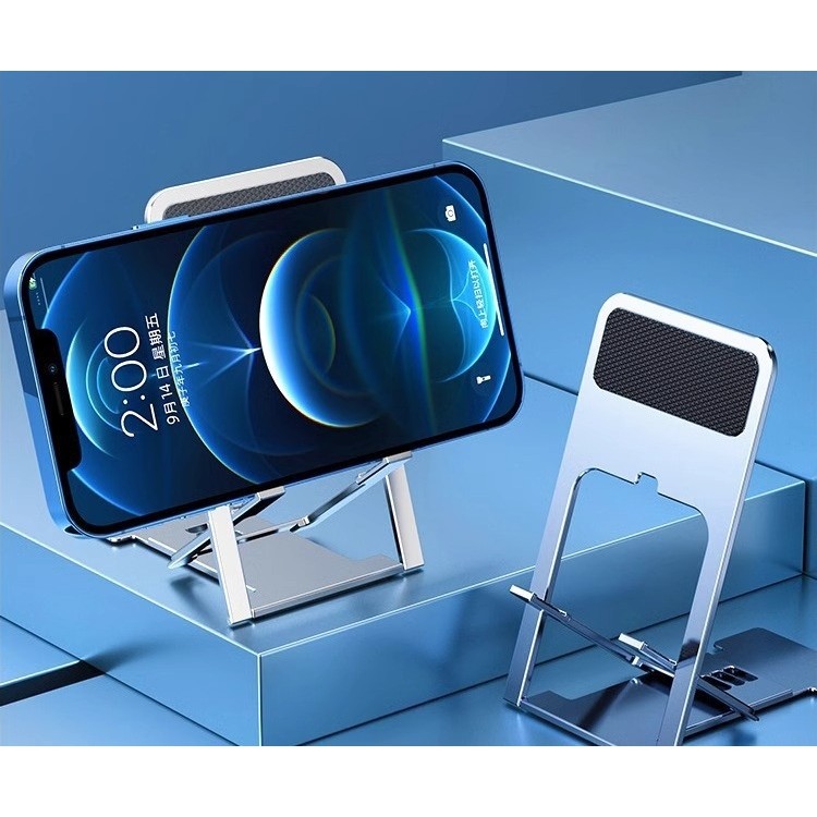 Suport pentru Telefon, Flippy, Pliabil, Reglabil, din ABS, Argintiu