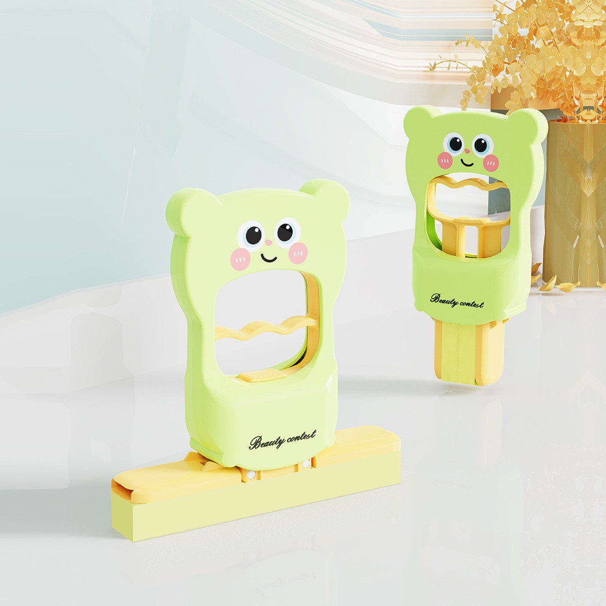 Mini Mop, Flippy, de Mana, Pliabil, Model Ursulet, din Plastic, 9 x 15 x 15 cm, Verde