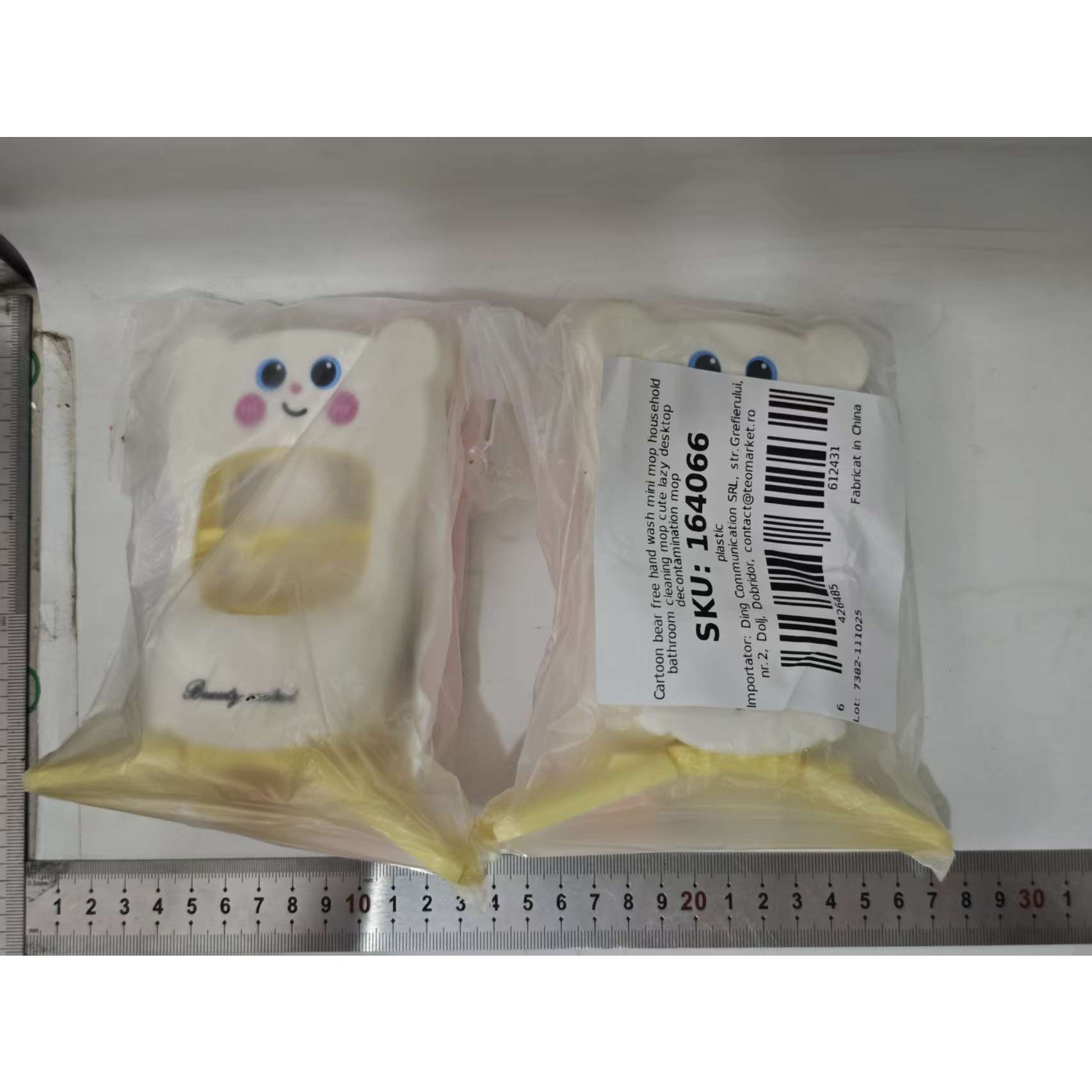 Mini Mop, Flippy, de Mana, Pliabil, Model Ursulet, din Plastic, 9 x 15 x 15 cm, Roz