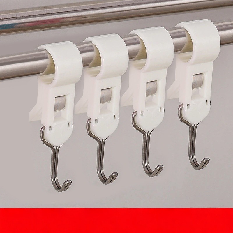 Set 4 Carlige Multifunctionale, Flippy, Tubulare, Pentru Baie/Bucatarie, din ABS, 8.7 x 3.5 cm, Alb