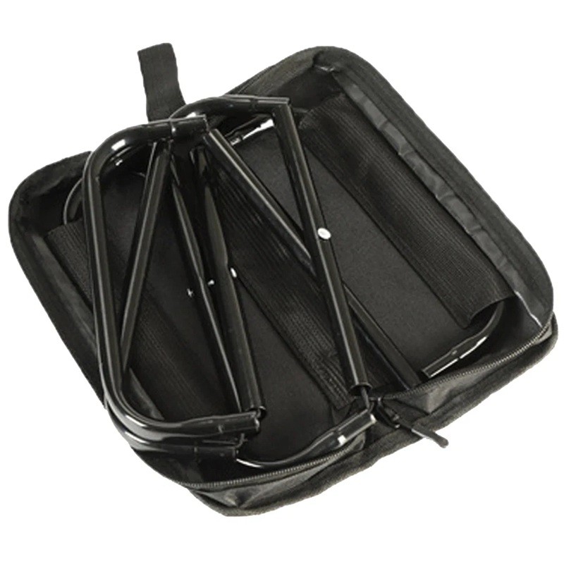 Scaun Pliabil, Flippy, pentru Adulti, Portabil, pentru Camping, Pescuit, din Panza Oxford si Cadru Metalic, 24 x 24 x 28 cm, Negru