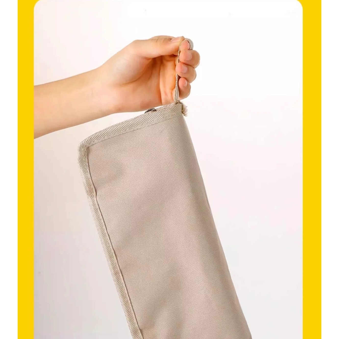 Scaun Pliabil, Flippy, pentru Adulti, Portabil, pentru Camping, Pescuit, din Panza Oxford si Cadru Metalic, 24 x 24 x 28 cm, Negru/Bej