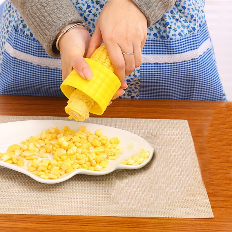 Ustensila pentru Curatare Porumb, Flippy, Diametru 3.6 cm, din Plastic si Otel Inoxidabil, Galben