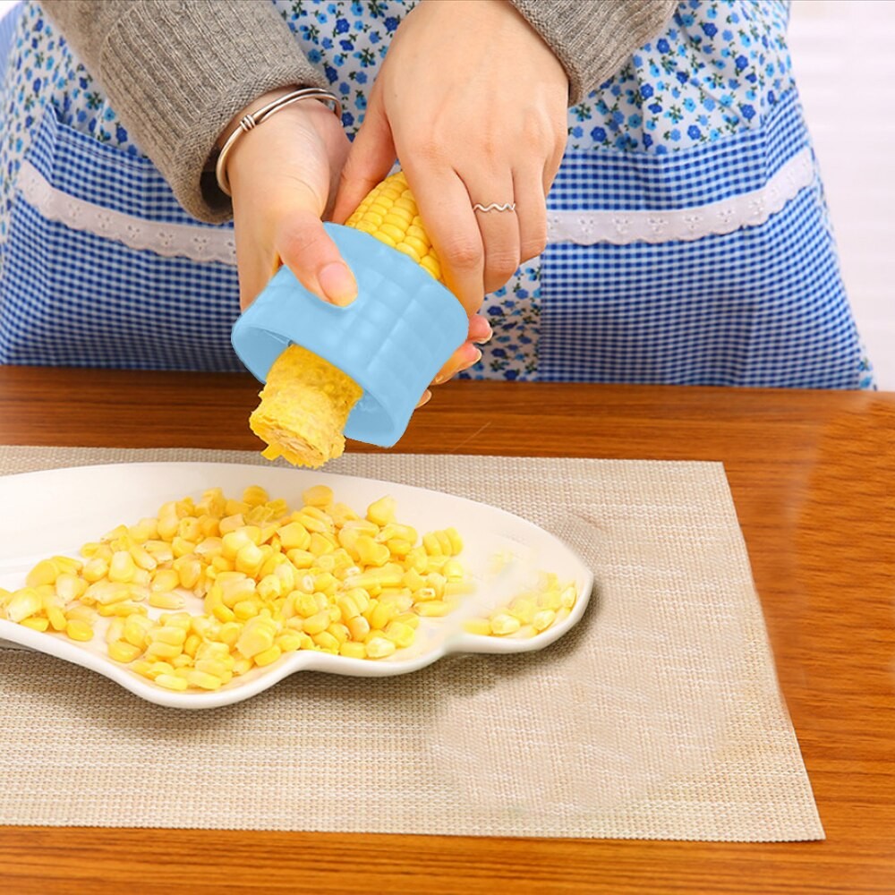 Ustensila pentru Curatare Porumb, Flippy, Diametru 3.6 cm, din Plastic si Otel Inoxidabil, Albastru