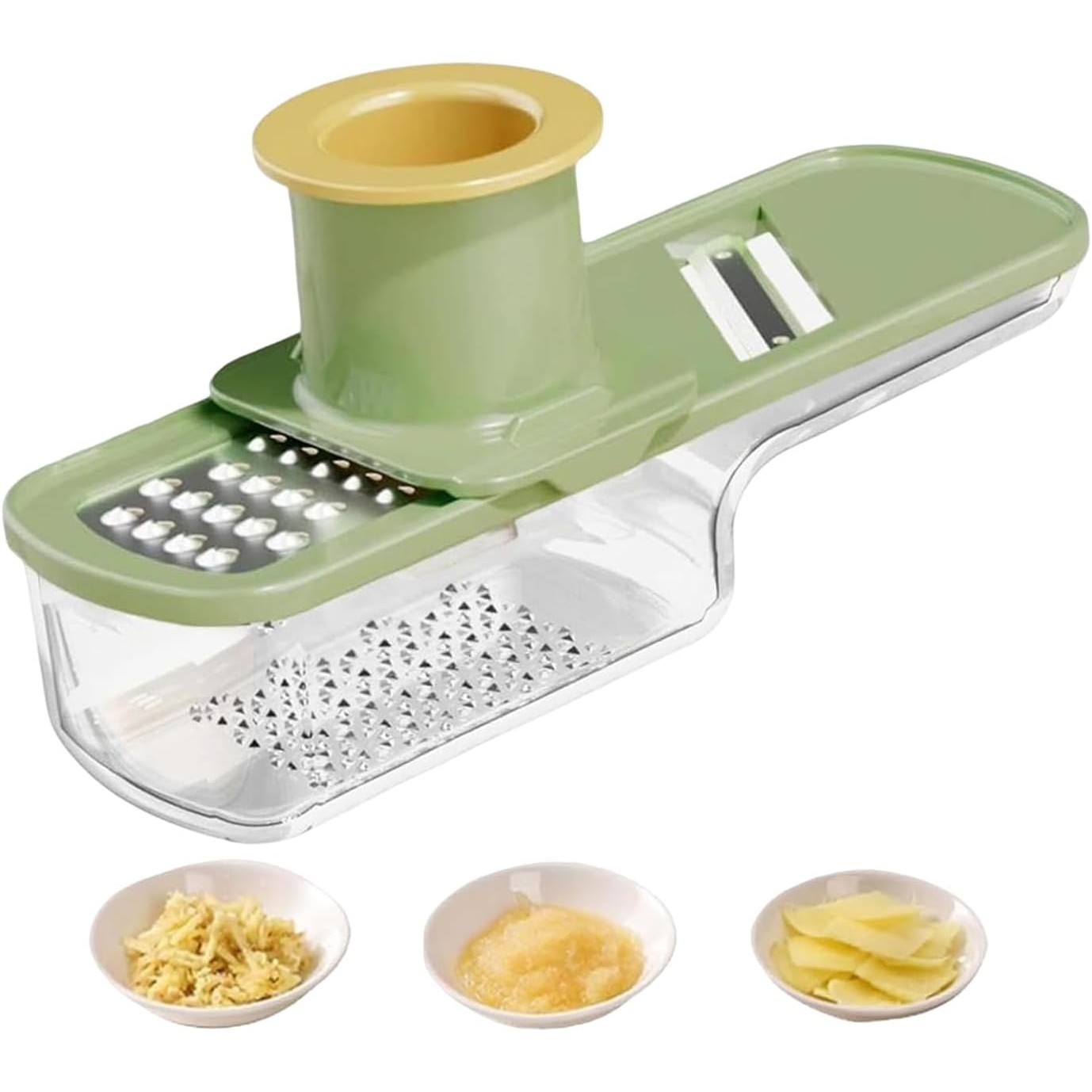 Razatoare Manuala, Flippy, cu Recipient de Stocare, pentru Legume, din Plastic si Otel Inoxidabil, Multifunctionala, Verde