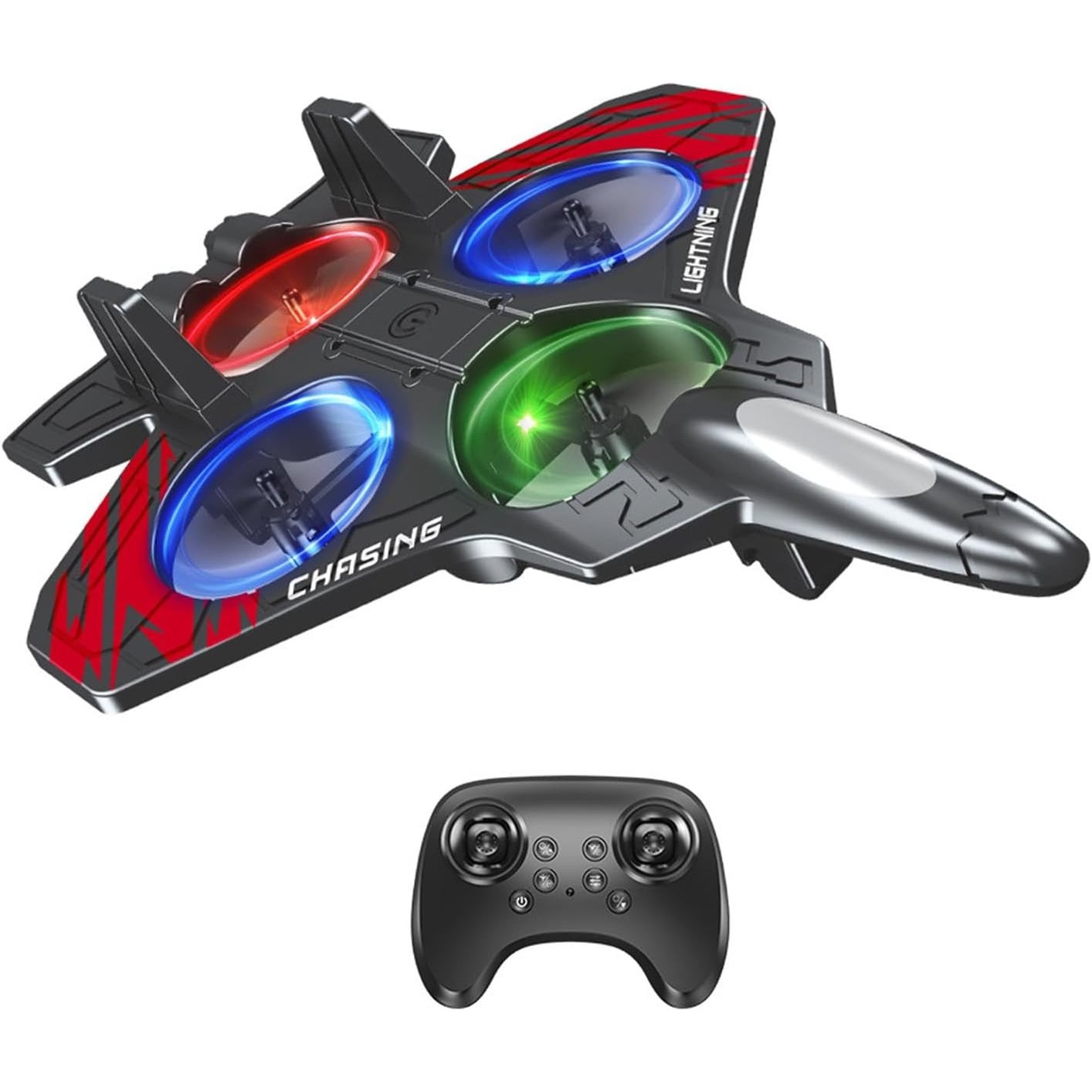 Jucarie Interactiva, Flippy, Aeronava de Lupta, din EVA, cu Telecomanda, Incarcare USB, +14 Ani, 25.5 x 18 x 5.2 cm, Negru-Rosu