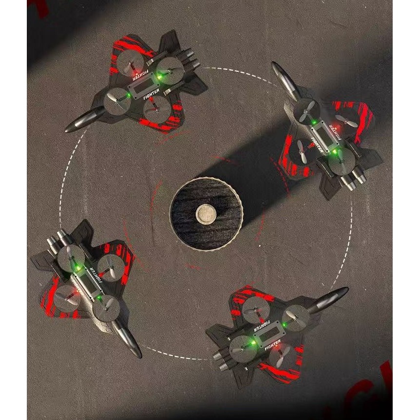 Jucarie Interactiva, Flippy, Aeronava de Lupta, din EVA, cu Telecomanda, Incarcare USB, +14 Ani, 25.5 x 18 x 5.2 cm, Negru-Rosu