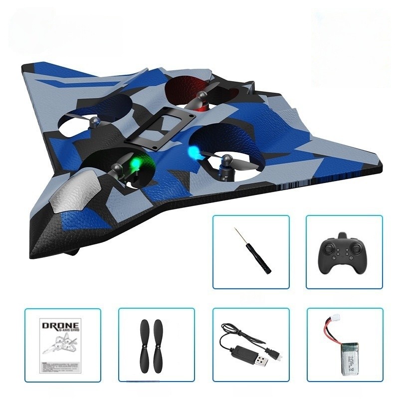 Jucarie Aeronava de Lupta, Flippy, Rezistent, Incarcare USB, cu Telecomanda, Model Albastru Army